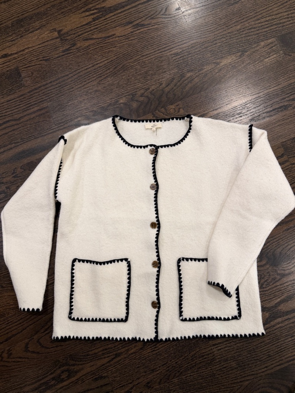 entro Cream Cardigan with Black Trim